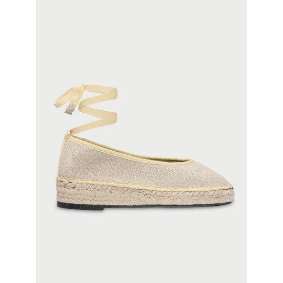 Flabelus Shoes - Flabelus Ribbon Espadrilles Shoes Summer Swing Cream Size 36